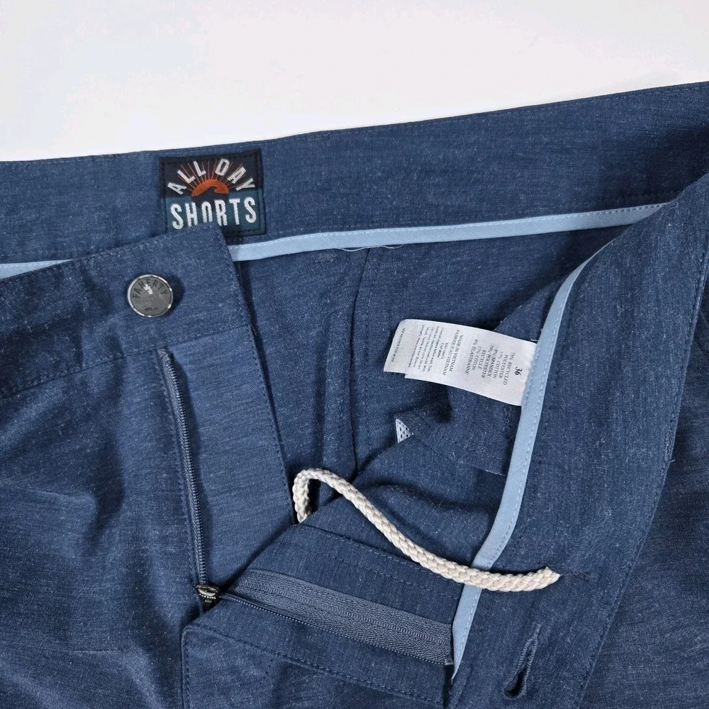 Faherty ALL DAY Shorts Mens 36 Blue Hybrid Stretch Pockets Performance Golf
